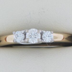 14K Two-Tone Three-Stone Semi-Mount Ring