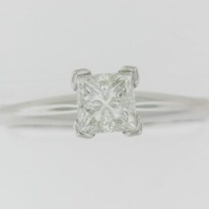 Elegant 14K White Gold Princess Cut Diamond Solitaire Ring