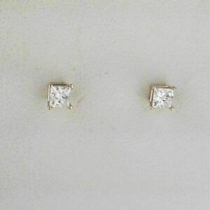 14K Yellow Gold Princess Cut Lab Grown Diamond Stud Earrings