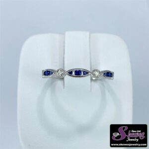 14K White Gold Sapphire and Diamond Ring