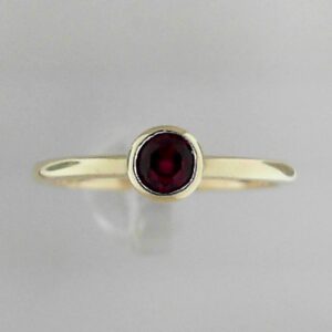 10K Yellow Gold 4mm Created Ruby Bezel Ring