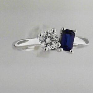 10K White Gold Lab Grown Diamond and Lab Created Sapphire Semi-Mount Ring