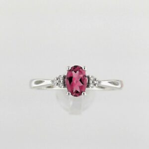 10K White Gold Pink Tourmaline Ring with Diamonds