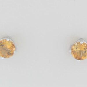 14K White Gold Citrine Stud Earrings