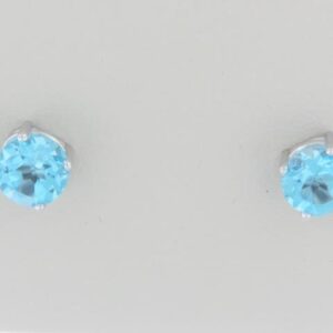 14K White Gold Blue Topaz Stud Earrings