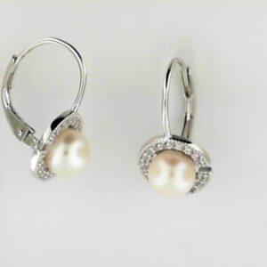 Elegant Sterling Silver Freshwater Pearl Earrings with White Topaz Accents