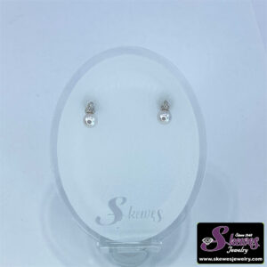 10K White Gold Pearl and Diamond Earrings