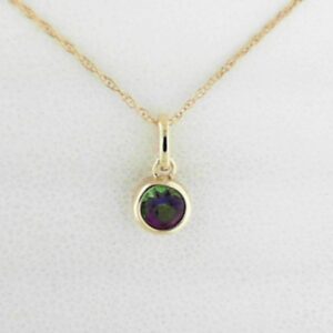 10K Yellow Gold 4mm Mystic Fire Topaz Pendant