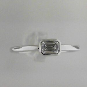 Elegant 10K White Gold Lab Grown Diamond Emerald Cut Semi-Mount Ring