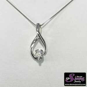 14K White Gold Pendant with Round Lab Grown Diamond