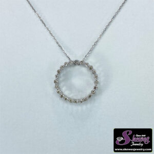14K White Gold Diamond Circle Pendant