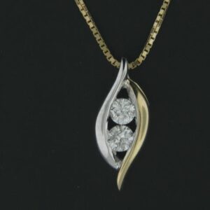 14K Two-Tone Diamond Semi-Mount Pendant