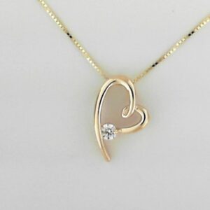 14K Yellow Gold Heart-Shaped Diamond Pendant