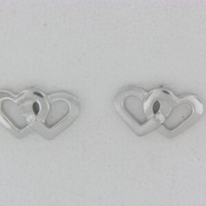 Elegant Sterling Silver Heart Earrings with Sparkling Diamonds