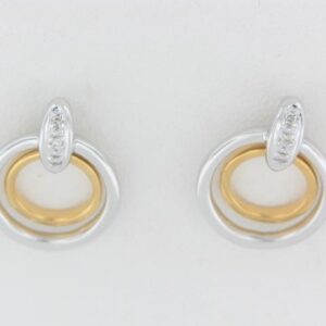 Two-Tone Sterling Silver Earrings with Diamond Accents