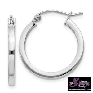 Sleek Sterling Silver 2x20mm Square Tube Hoop Earrings
