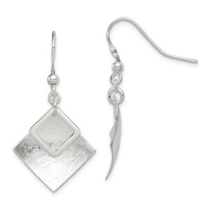 Elegant Sterling Silver Polished & Textured Double Dangle Earrings
