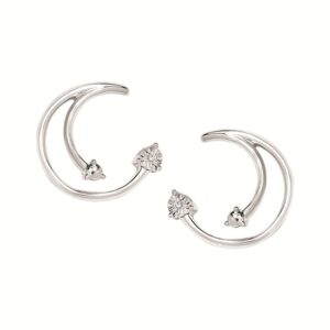 Elegant Sterling Silver Diamond Stud Earrings