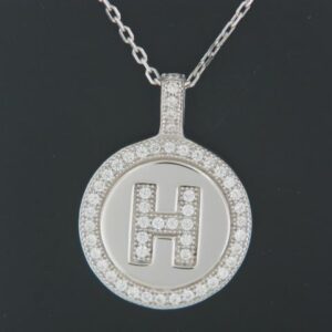 Sterling Silver Micro Pave Cubic Zirconia Circle Pendant