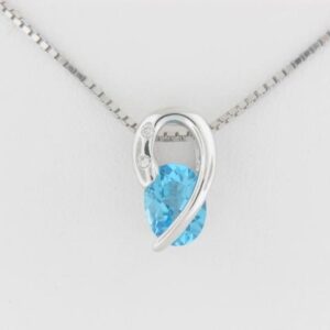 Elegant Sterling Silver Pendant with Blue Topaz and Diamonds