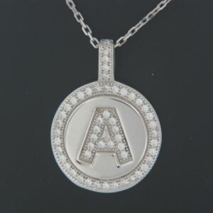 Sterling Silver Micro Pave Cubic Zirconia Circle Pendant