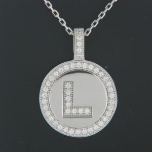 Sterling Silver Micro Pave Cubic Zirconia Circle Pendant
