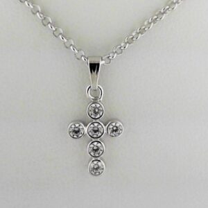 Elegant Sterling Silver White Cubic Zirconia Cross Pendant