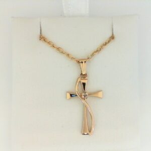14K Gold Filled Cross Pendant with Genuine Diamond