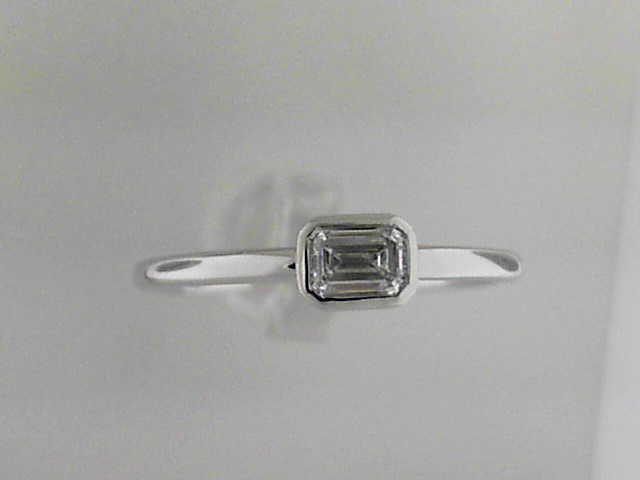 Elegant 10K White Gold Lab Grown Diamond Emerald Cut Semi-Mount Ring