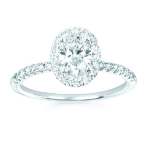 Elegant 14K White Gold Oval Lab Grown Diamond Semi-Mount Ring
