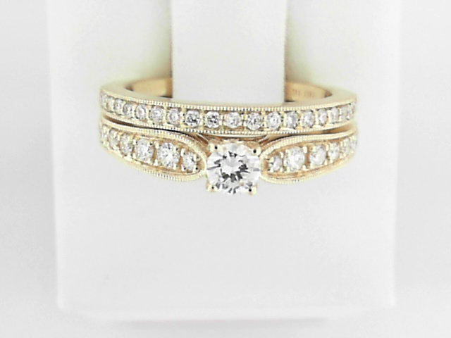 14K Yellow Gold Lab Grown Diamond Engagement and Wedding Ring Set