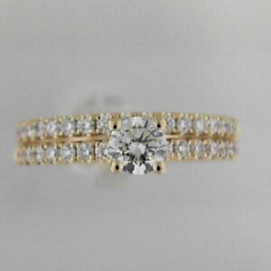 14K Yellow Gold Lab Grown Diamond Engagement Ring and Wedding Band