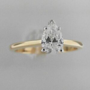 14K Yellow Gold 0.75ct Pear Shaped Lab Grown Diamond Solitaire Ring