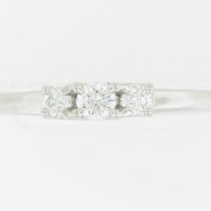 14K White Gold Three Stone Diamond Ring