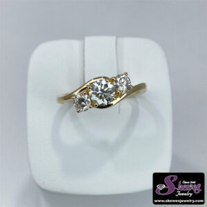 Elegant 14K Yellow Gold Lab Grown Diamond 3-Stone Ring