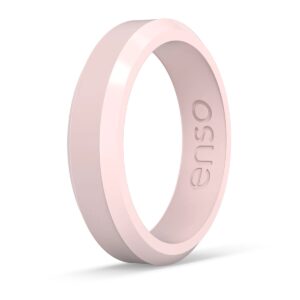 Bevel Thin Pink Sand Silicone Ring, Size 9