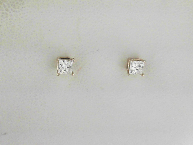 14K Yellow Gold Princess Cut Lab Grown Diamond Stud Earrings