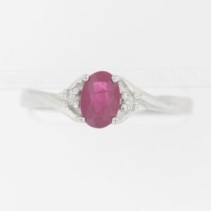 10K White Gold Ruby and Diamond Accent Ring