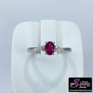 10K White Gold Ruby Ring with Diamonds