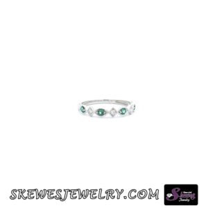 10K White Gold Created Alexandrite and Diamond Ring