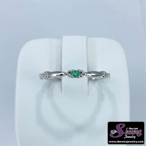 Classic 10K White Gold Emerald Cut Emerald Ring