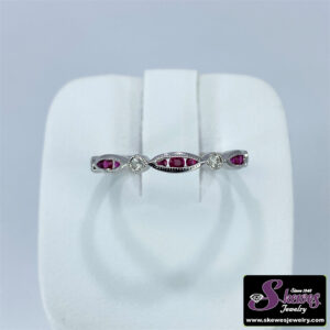14K White Gold Ruby and Diamond Ring