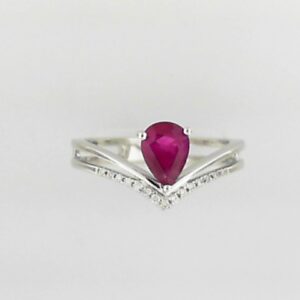 14K White Gold Pear Ruby Semi-Mount Ring