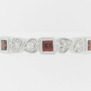 10K White Gold Stackable Garnet and Diamond Ring