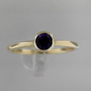 10K Yellow Gold 4mm Amethyst Bezel Ring
