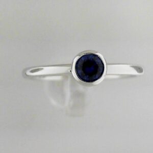 10K White Gold 4mm Created Sapphire Bezel Ring