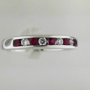 10K White Gold Lab Grown Diamond and Ruby Channel Set Band