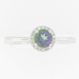 10K White Gold Mystic Fire Topaz and Diamond Ring