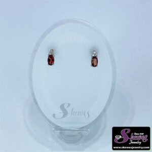 10K White Gold Garnet and Diamond Stud Earrings