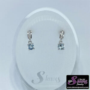 10K White Gold Aquamarine Earrings with Diamond Accents